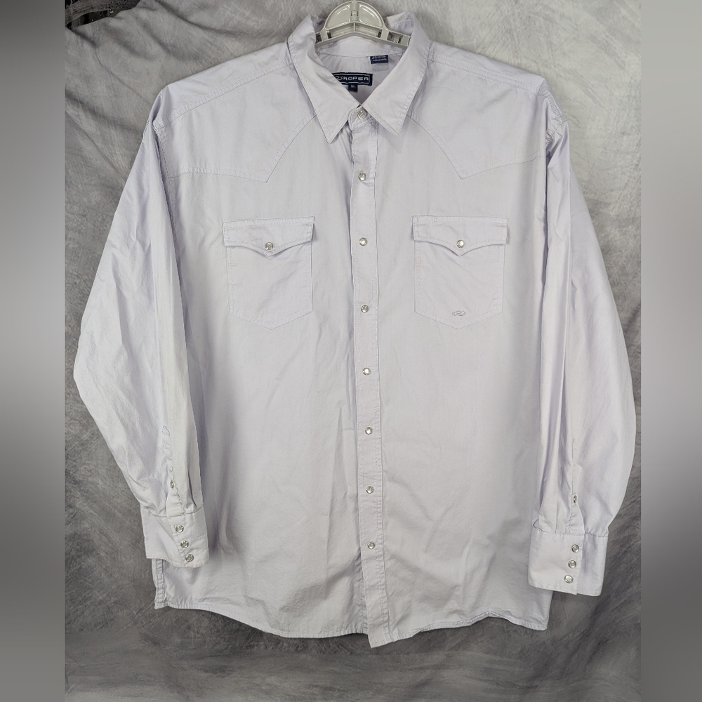 Roper Size 3X Light Lavender Pearl Snap Shirt With Several Light Stains